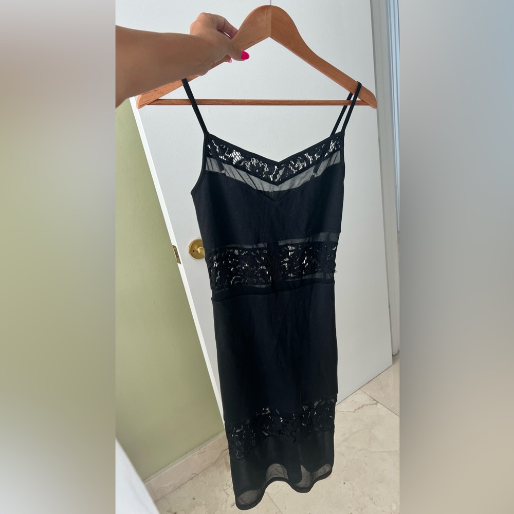 French Connection Black Dress with Lace Accents